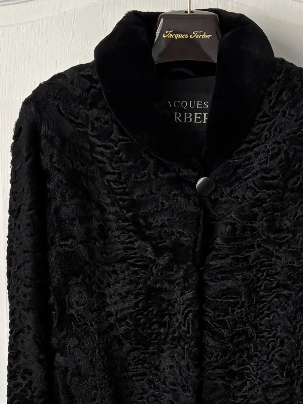 Black Persian Lamb Dress Coat trimmed in Black Mink